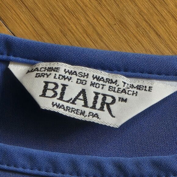 Vintage Blair Womens Blue Knee Length LS Polyester Pleated Midi Dress USA M/L - Picture 4 of 6